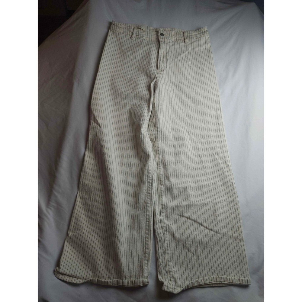Universal‎ Thread Sailor Wide Leg Pinstripe Pants Cream Navy Blue 14R High Rise